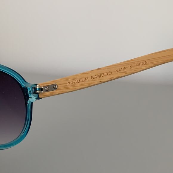 Blue aviator sunglasses bamboo - Picture 3 of 5